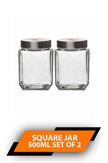 Roxx 2490 Trigo Square Jar 500ml Set Of 2
